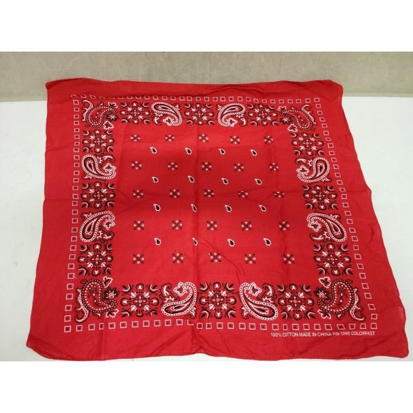 Red Bandana Cotton Colorfast Made In China RN13960 bright colors Used - Picture 1 of 4